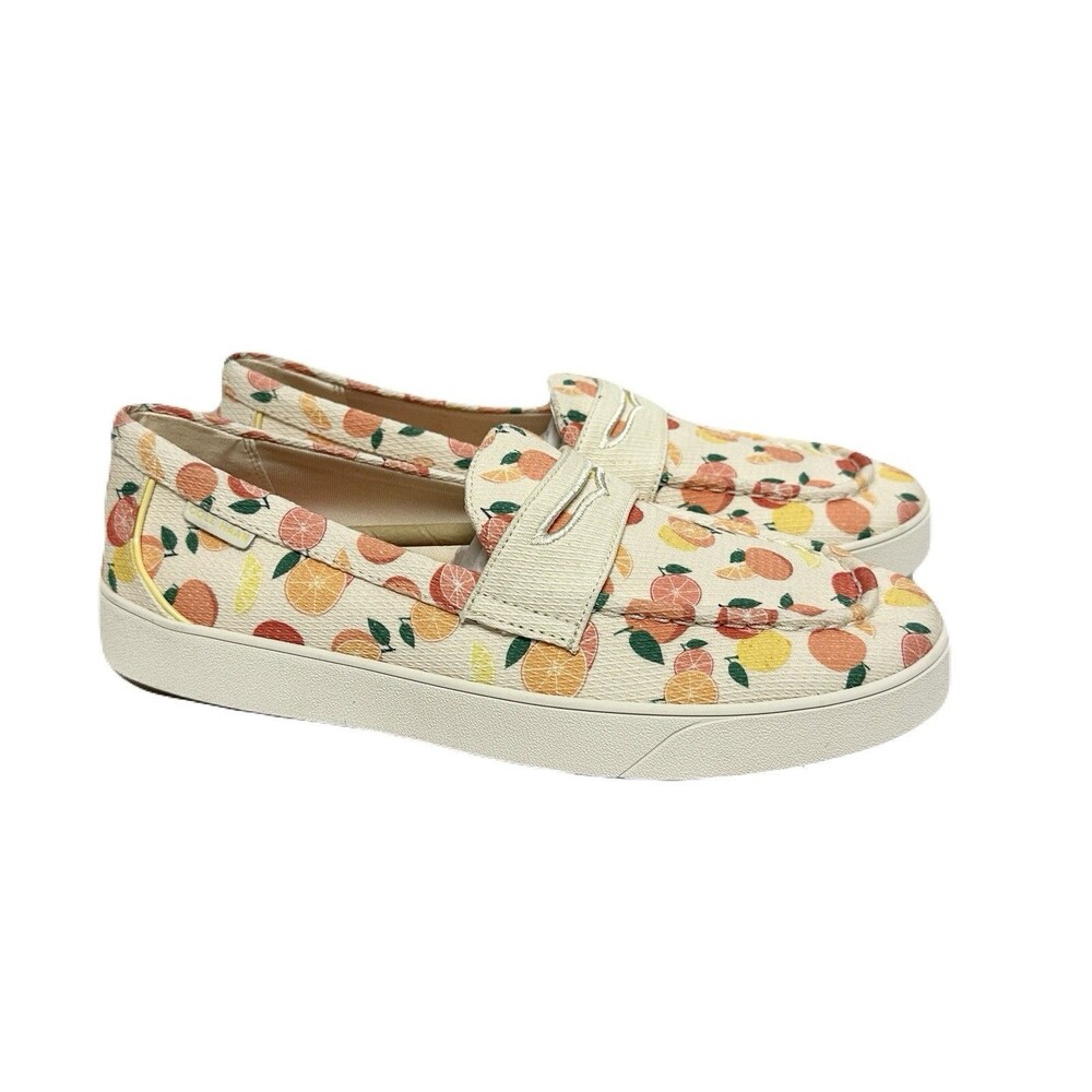 NEW Cole Haan Nantucket 2.0 Womens Size 9 Penny Loafer Ivory Orange Slice Print